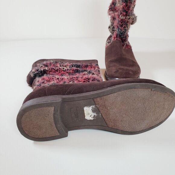 Toms Women's Suede Boots Size 9 Brown Slouchy Sweater Knit Mid-Calf Boho Serra - Picture 7 of 11